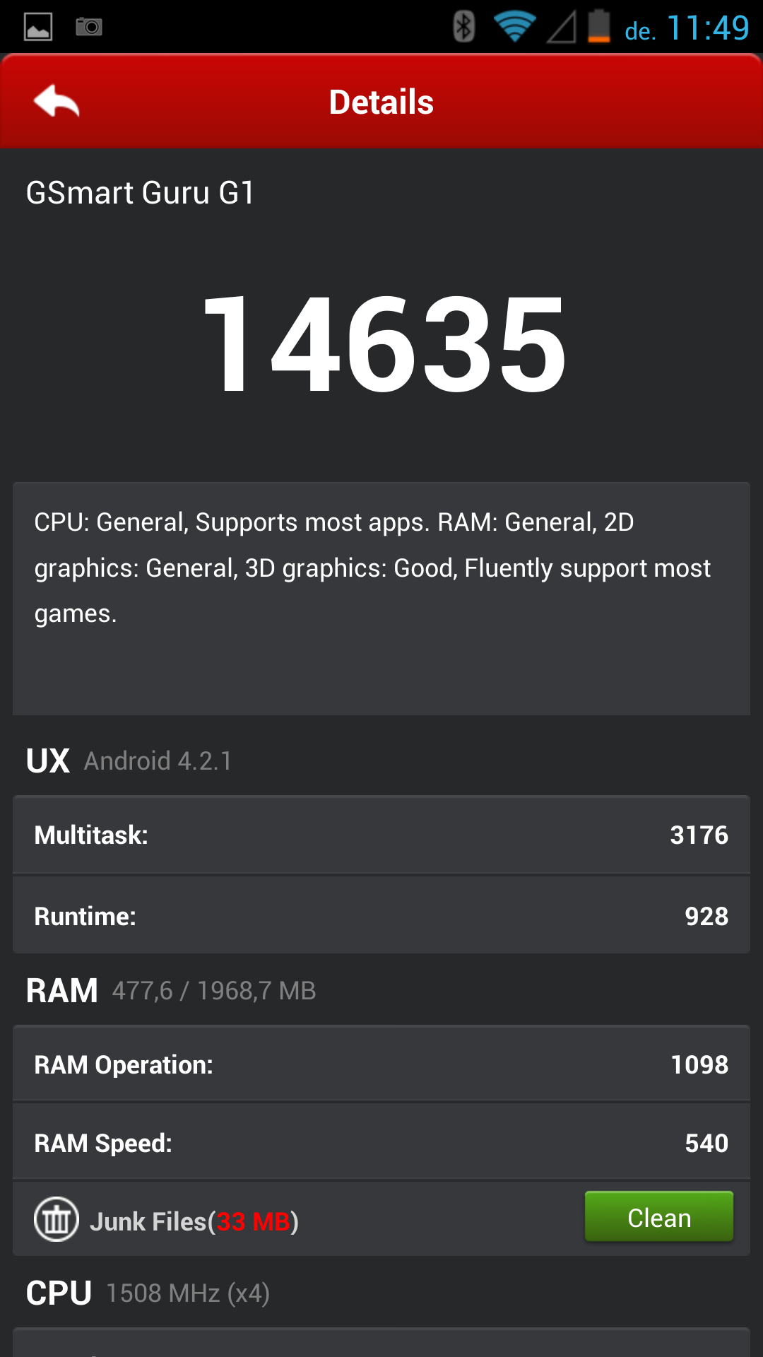 Gigabyte GSmart Guru G1 - Antutu Benchmark Gigabyte GSmart Guru G1 - Antutu Benchmark