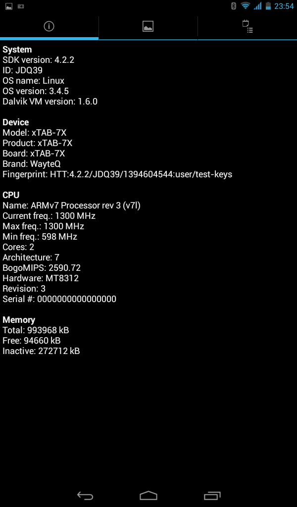 WayteQ xTAB 7X - DUAL SIM - Quadrant Benchmark