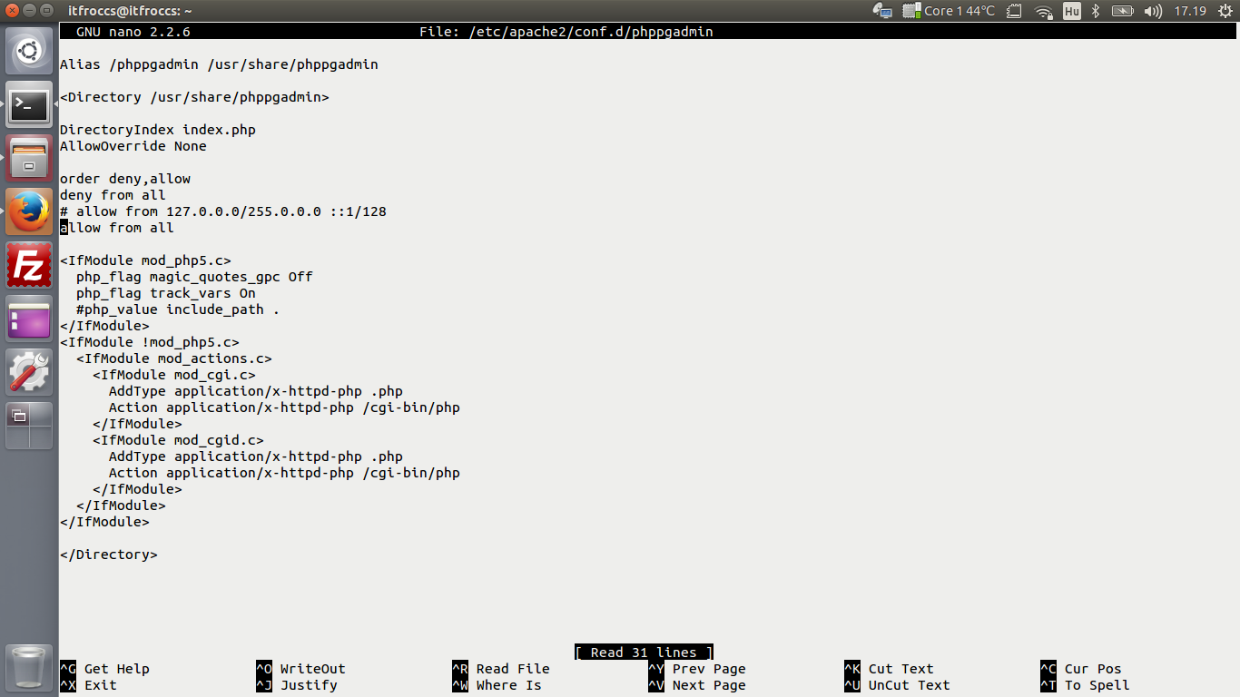Ubuntu 14.04 LTS - LAMP server - PostgreSQL - phpPgAdmin install