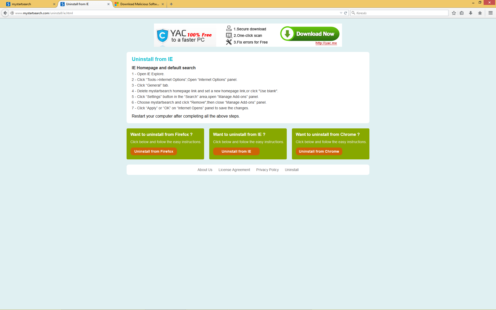 mystartsearch.com - malware - eltávolítása mystartsearch.com - malware - eltávolítása