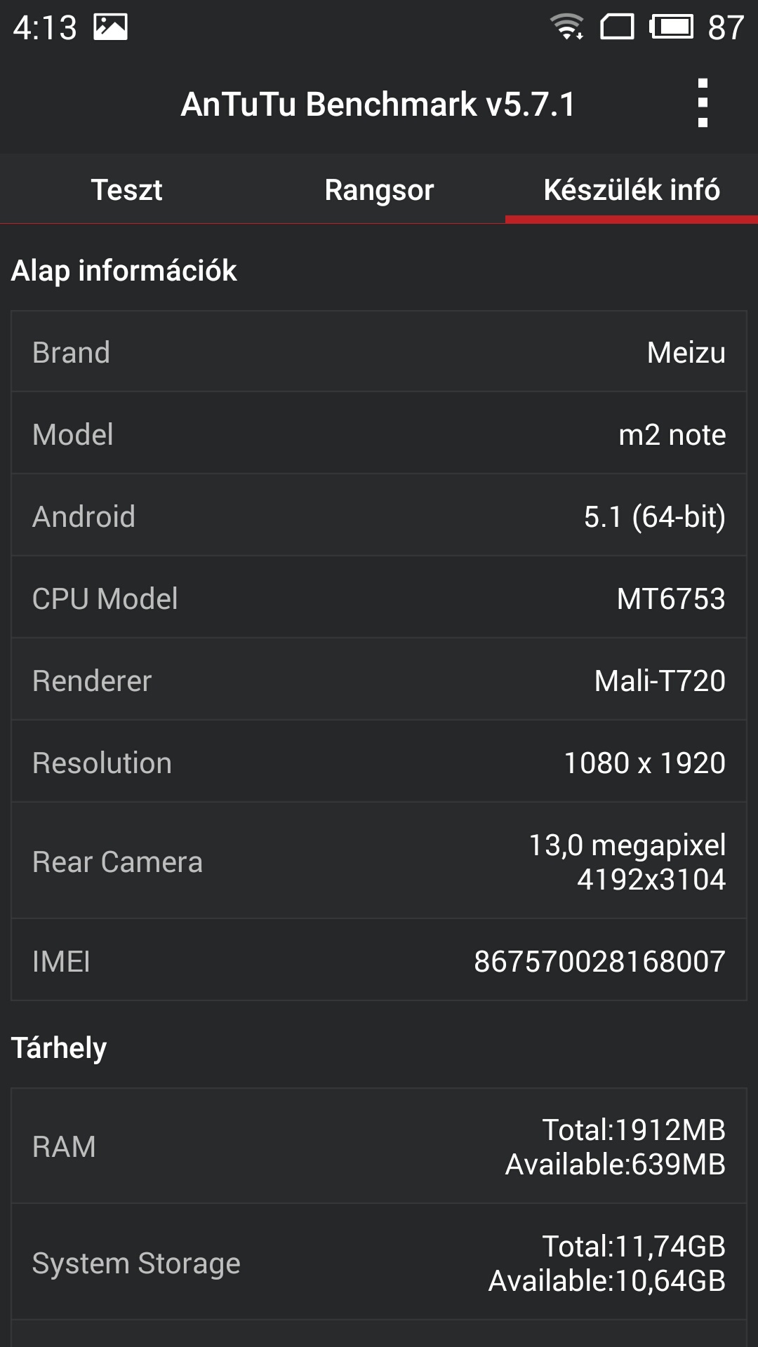 Meizu M2 Note - Antutu Benchmark