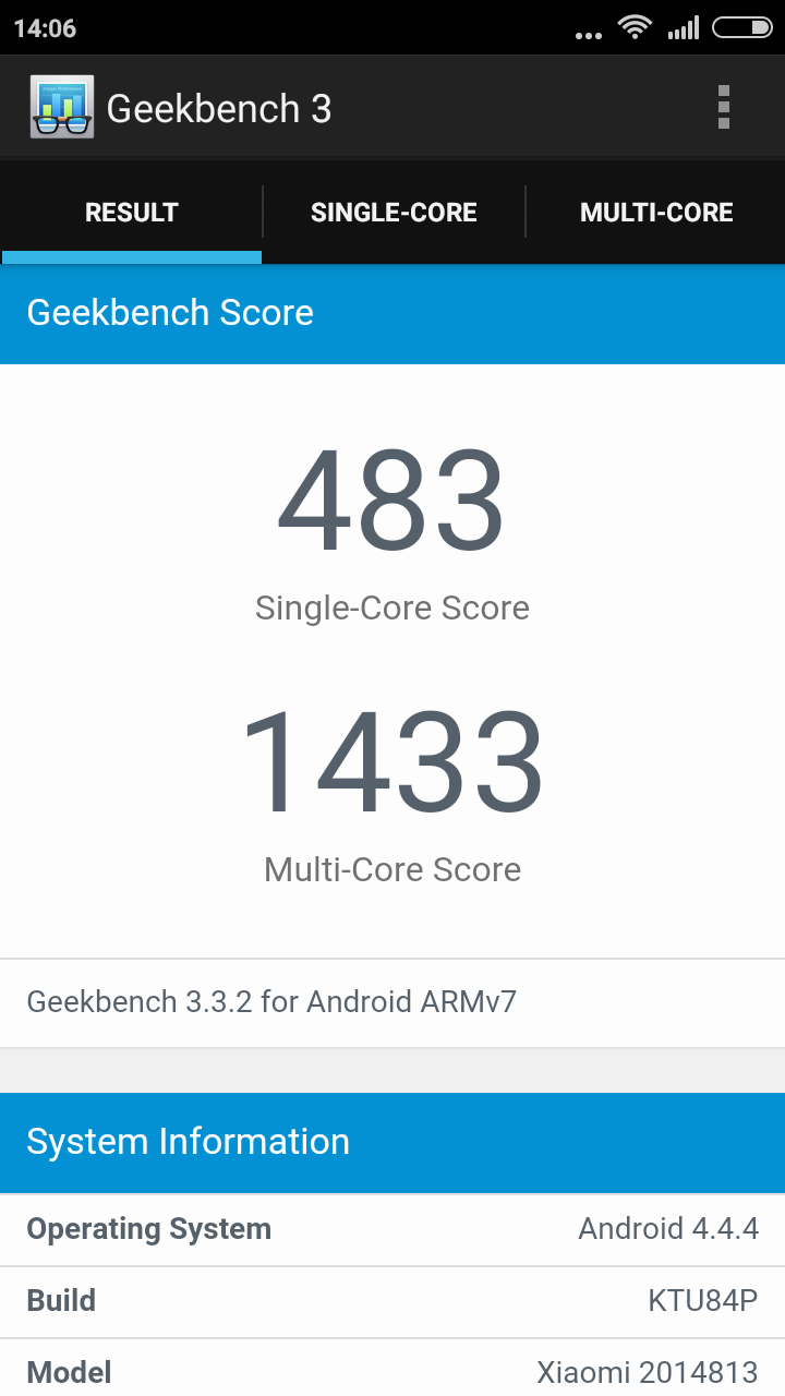 Xiaomi Redmi 2 Pro - Geekbench 3
