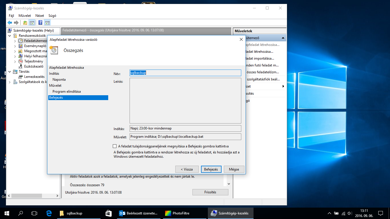 Microsoft SQL Server 2008 R2 ütemezett backup batch fájlok futtatásával