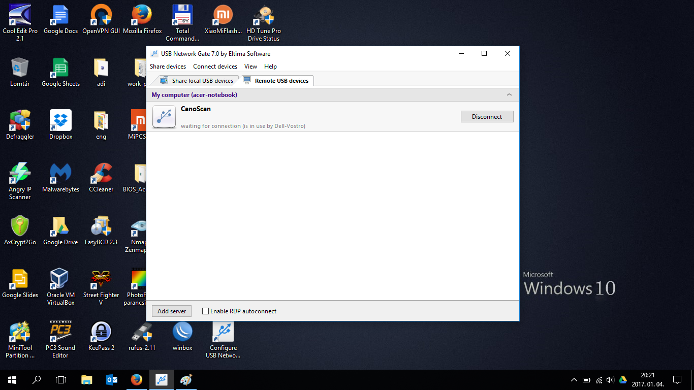 USB Scanner megosztása hálózaton - Eltima USB Network Gate